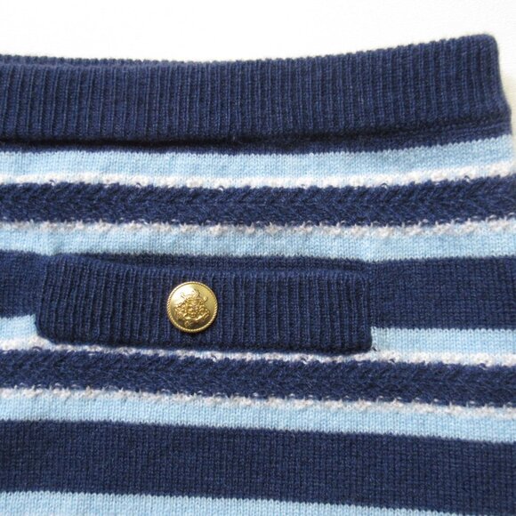 NWT J.Crew Cashmere Fringe-trim Sweater Skirt in Dark Evening Serenity Stripe S - Picture 5 of 7